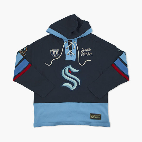 Seattle Kraken Old Time Hockey Navy Lacer Hoodie