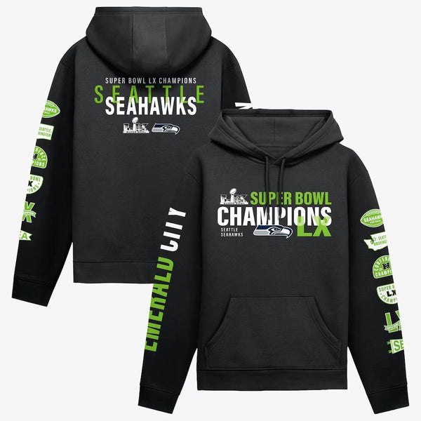 Seattle Seahawks Two-Time Super Bowl Champions Black Hoodie