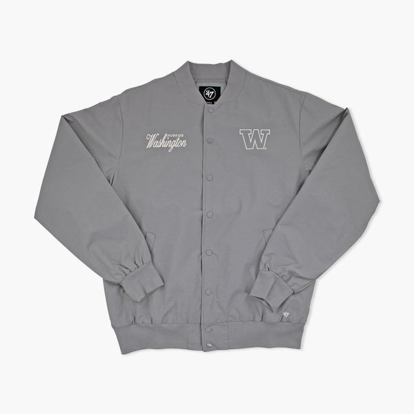 Washington Huskies Wolf Grey Euro Step Twill Bomber Jacket