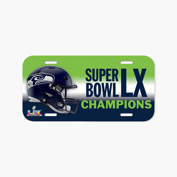 Seattle Seahawks Super Bowl LX Champions 6" x 12" Plastic License Plate Sign