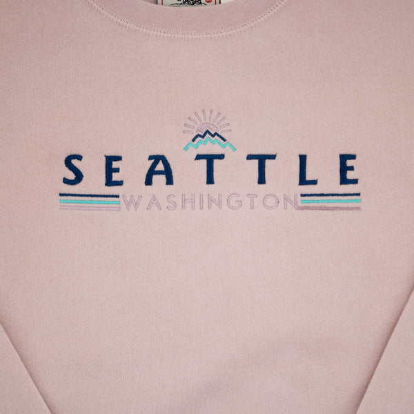 Blue Edge Pink Seattle Youth Embroidered Crewneck