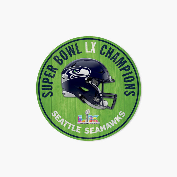Seattle Seahawks Super Bowl LX Champions 14" Round Wooden Sign