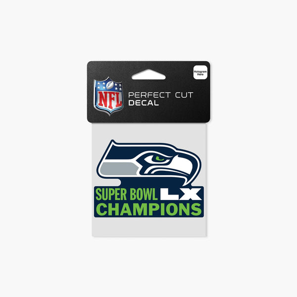 Seattle Seahawks Super Bowl LX Champions 4" x 4" Perfect Cut Decal