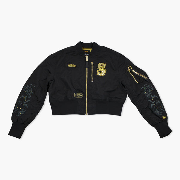 Seattle Mariners Women's Black Alpha Industries Bomber Jacket