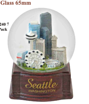 Glass 65mm Wood Base Waterglobe