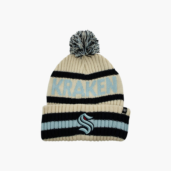 Seattle Kraken Natural Cream Bering Cuff Pom Beanie
