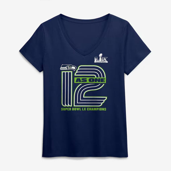 Seattle Seahawks On Top Super Bowl Champions Navy Women's T-Shirt