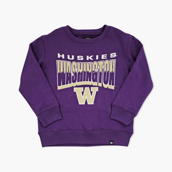 Washington Huskies Brush By Youth Crewneck