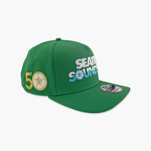 Seattle Sounders Kelly Green Retro Script Logo A-Frame Snapback