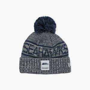 Seattle Seahawks 2025 Sideline Blue Cuff Pom Beanie