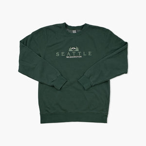 Kindly Forest Green Seattle Embroidered Crewneck