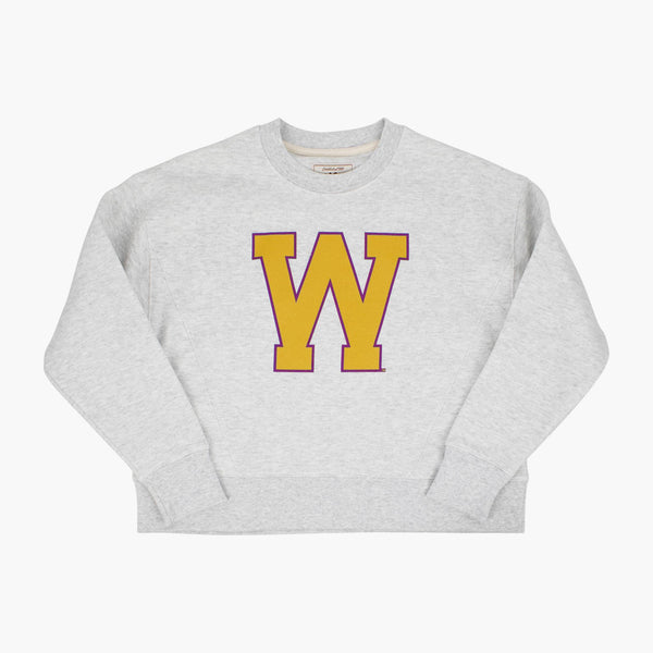 Washington Huskies Ash Grey Retro "W" Women's Crewneck