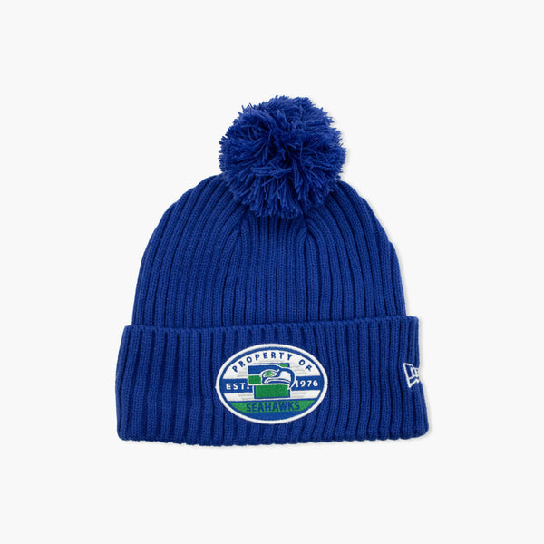 Seattle Seahawks Royal Throwback Property Cuff Pom Beanie
