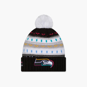 Seattle Seahawks 2025 Crucial Catch Women's Cuff Pom Beanie