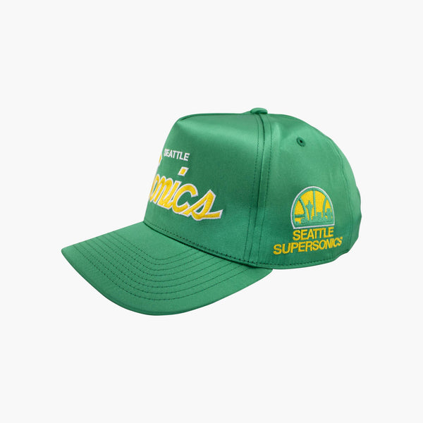 Seattle SuperSonics Satin Script Pro Crown Snapback