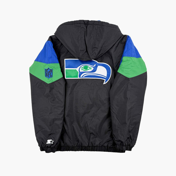 Seattle Seahawks Black Breakaway Pullover Crinkle Nylon Starter Jacket