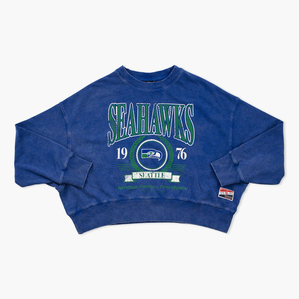 Seattle Seahawks Women's Throwback Royal Crewneck