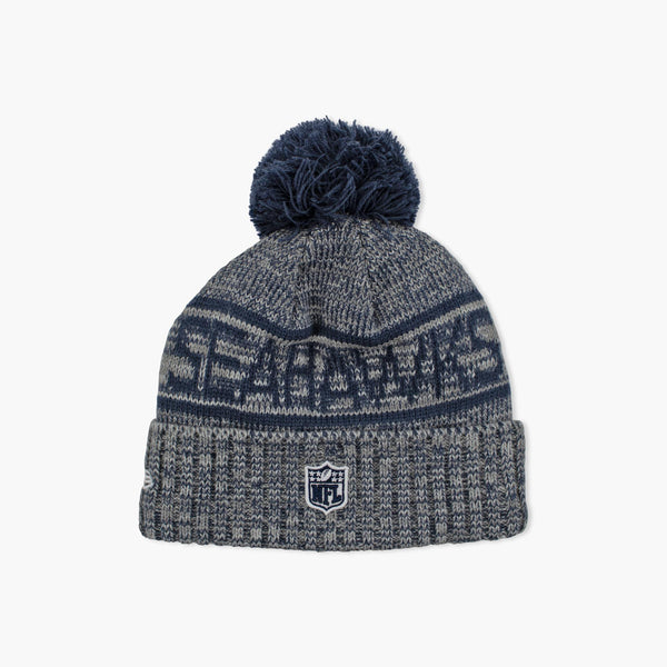 Seattle Seahawks 2025 Sideline Blue Cuff Pom Beanie
