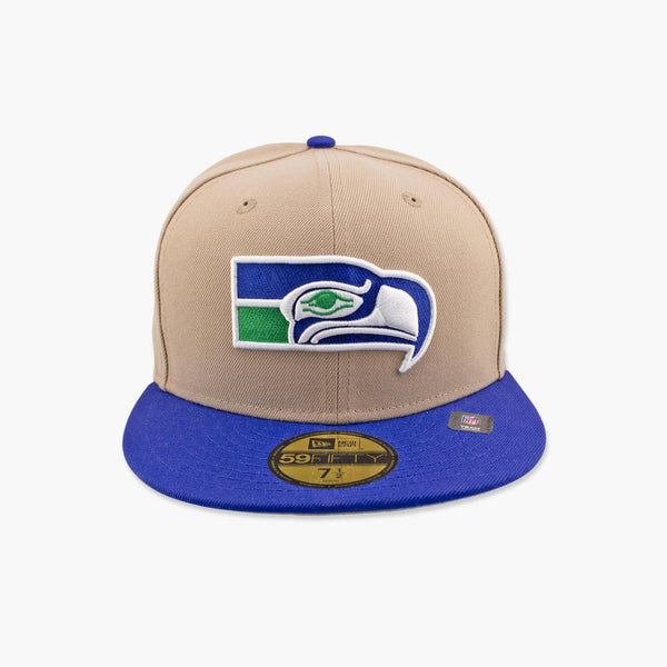 Seattle Seahawks Khaki/Royal Throwback Fitted Hat