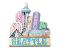 Seattle Skyline Pastel Magnet