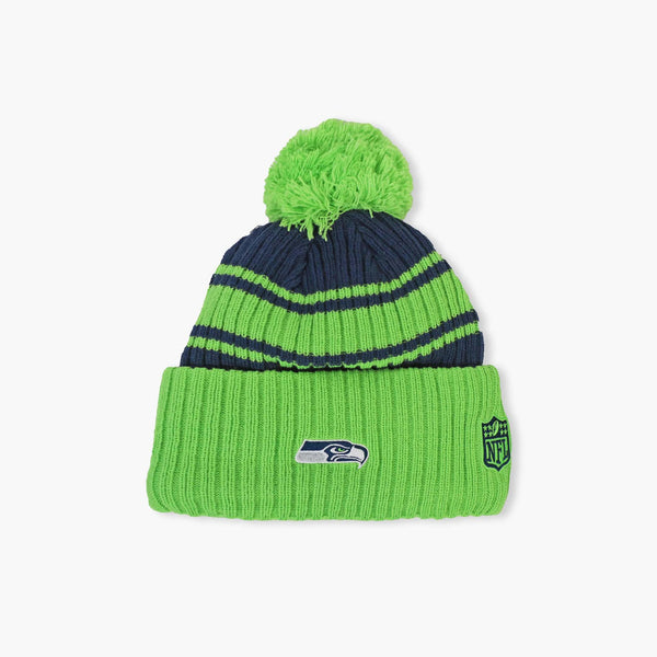 Seattle Seahawks 2022 Sideline Action Green Cuff Pom Beanie