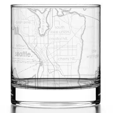 Seattle Map Rocks Glass