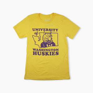 Washington Huskies State Shape Yellow T-Shirt