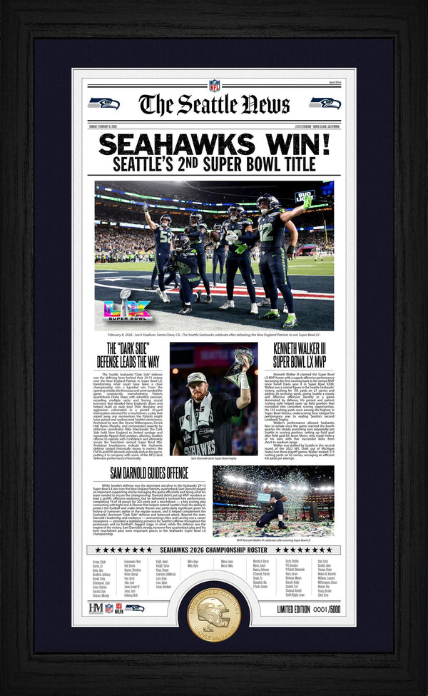 Seattle Seahawks Super Bowl LX Champions Front Page News Bronze Coin Photo Mint