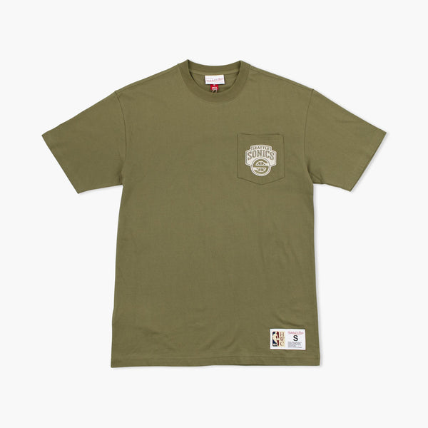 Seattle SuperSonics Olive Premium Pocket T-Shirt