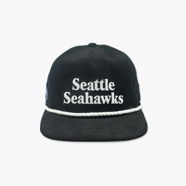 Seattle Seahawks 80's Script Black Corduroy "Golfer" Snapback