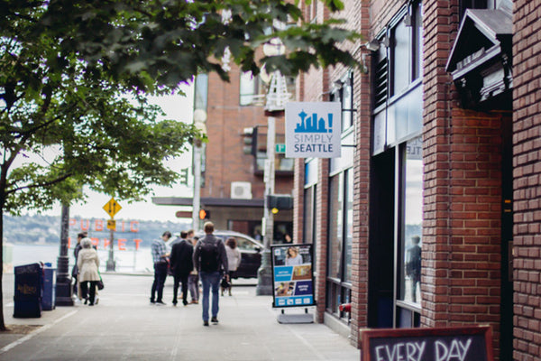 A Picturesque View Of The Simply Seattle Flagship Store on 1st and Pine.