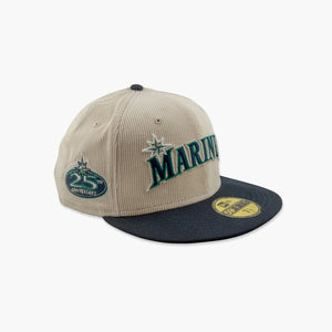 Seattle Mariners Cream Script Corduroy Fitted Hat