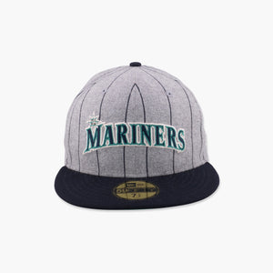 Seattle Mariners Heather Pinstripe Wool Fitted Hat