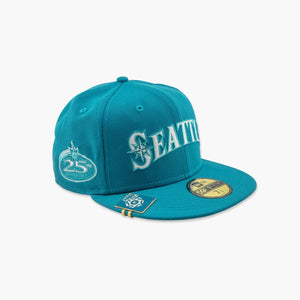Seattle Mariners Teal Script Fitted Hat W/ City Flag Clip