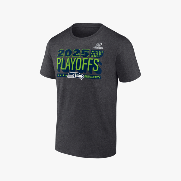 Seattle Seahawks Playoff Participant 2025 Charcoal Heather T-Shirt
