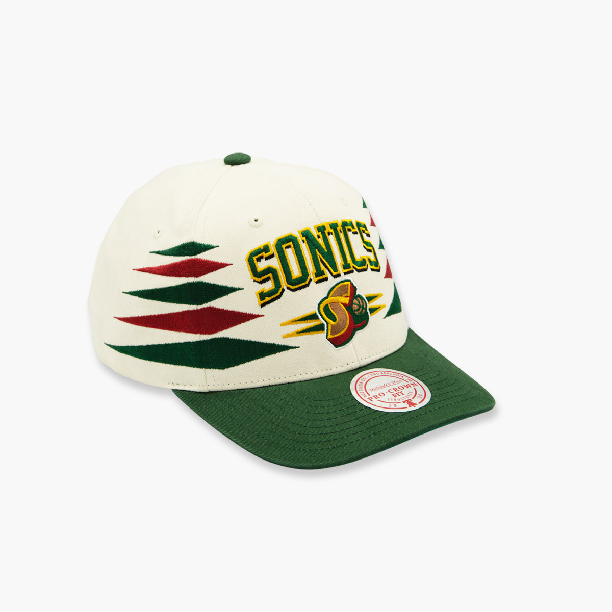 Mitchell & Ness Seattle Supersonics Off White Trucker Snapback Hat Green