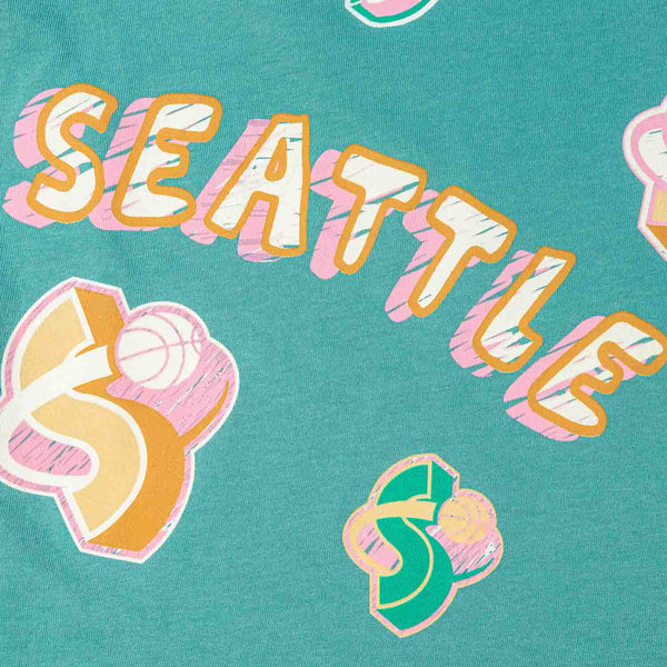 Seattle SuperSonics Sidewalk Sketch Long Sleeve T-Shirt