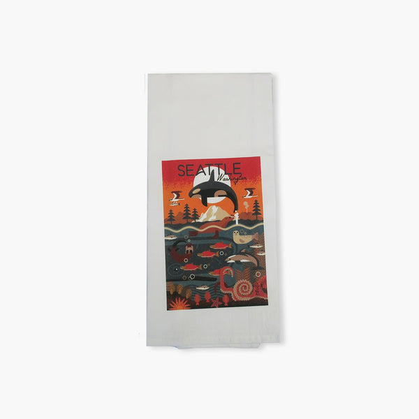 LP Seattle Geometric Marine Animals Tea Towel