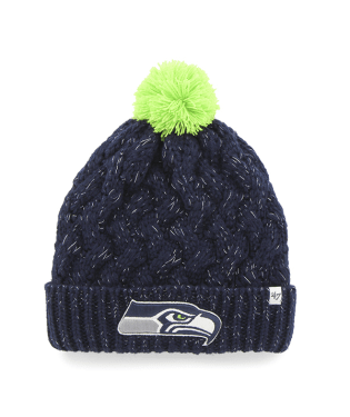 Seattle Seahawks Navy Fiona Cuff Knit w/ Pom