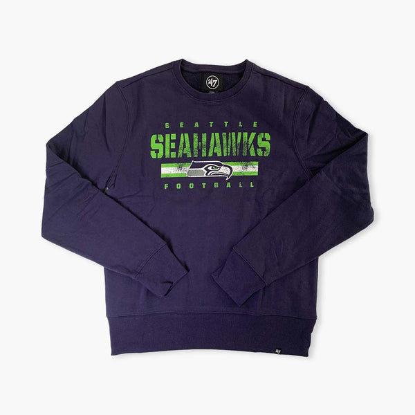Seattle Seahawks Stencil Stripe Headline Light Navy Crewneck