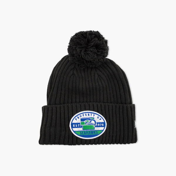 Seattle Seahawks Black Throwback Property Cuff Pom Beanie