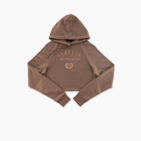 Seattle Embroidered Crest Women's Crop Hoodie