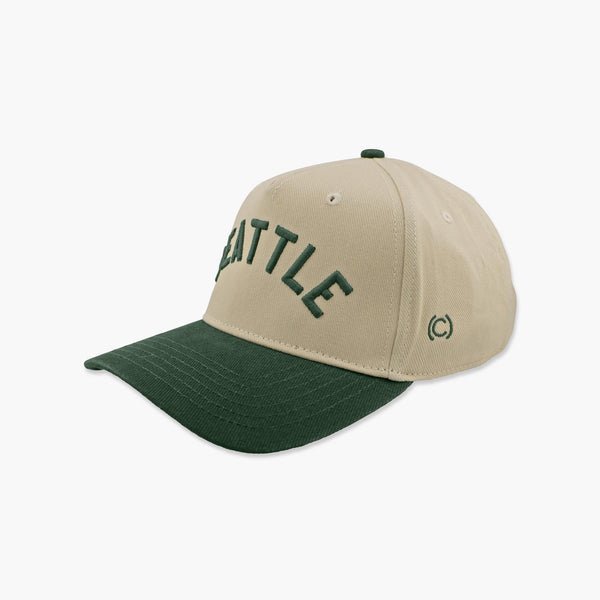 Seattle Cream/Green Embroidered Snapback