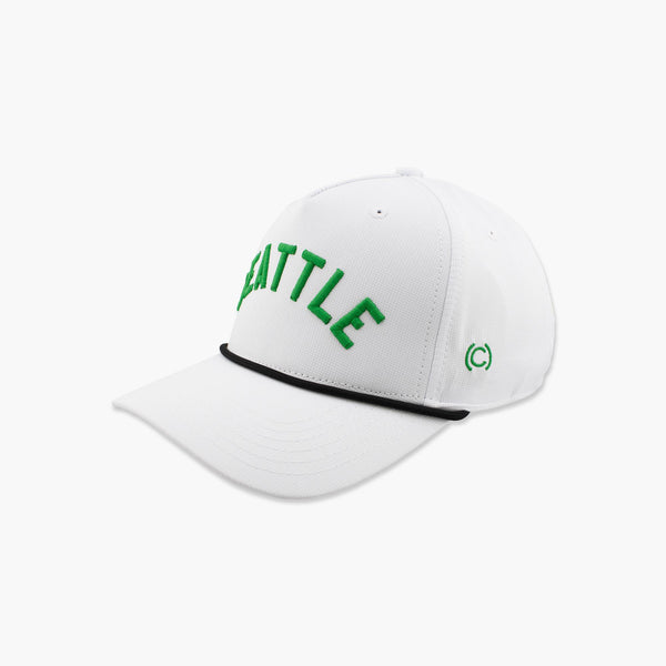 Seattle White Rope Embroidered Golf Snapback