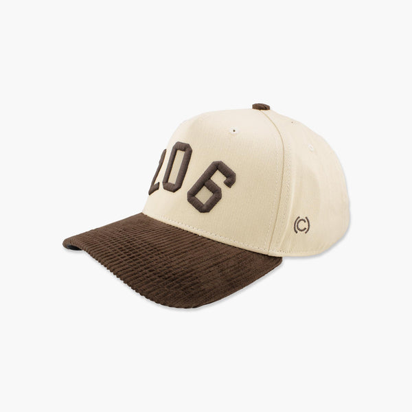 Seattle 206 Cream/Brown Embroidered Snapback
