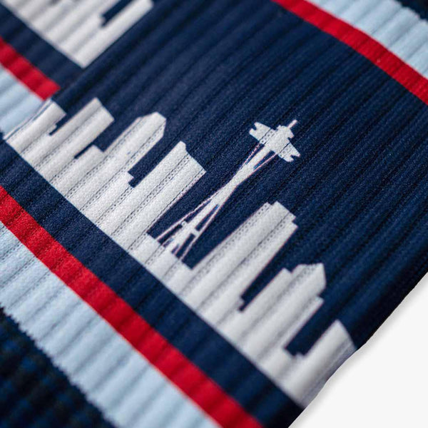 Seattle City Skyline Navy & Ice Blue Strideline Socks