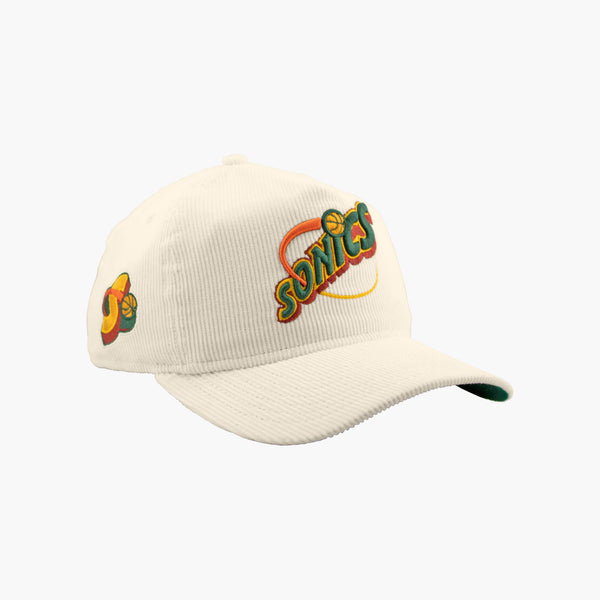 Seattle SuperSonics New Era Chrome Wordmark Corduroy "Golfer" Snapback