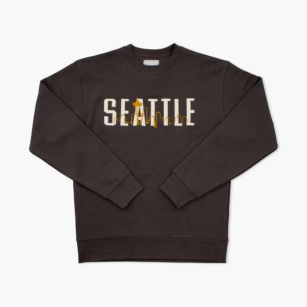 Seattle Brown Applique Big Cotton Crewneck