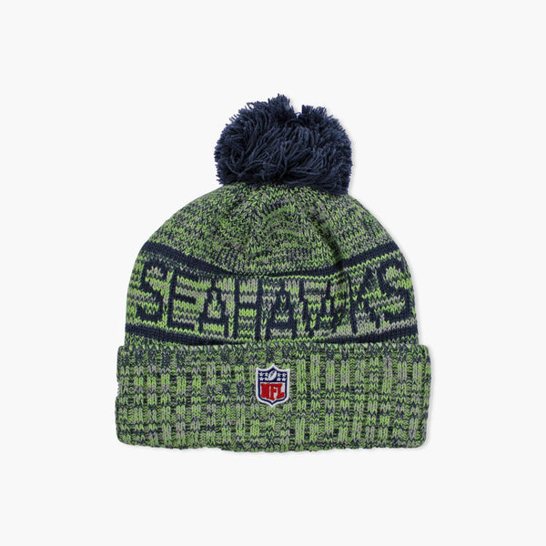 Seattle Seahawks 2025 Sideline Green Cuff Pom Beanie