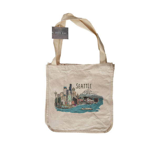 LP Seattle Cityscape Line Drawing Canvas Tote Bag